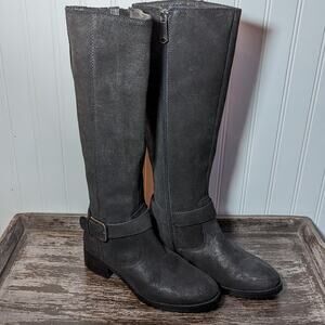 Donald Pliner Women's Tall Black Sueded Heeled Riding Boots Size 7M